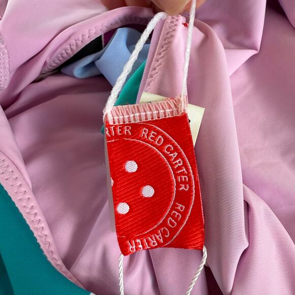 Red Carter NWT Lattice Lace Up Colorblock One Piece Swimsuit size L/10 - Picture 8 of 9